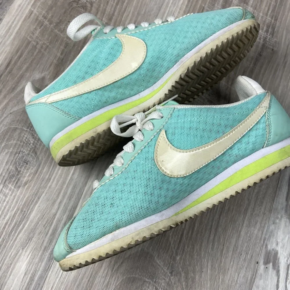 Nike Womens‎ 5 Classic Cortez 644408-317 Teal Casual Shoes Sneakers Flaws Stains - Picture 10 of 12